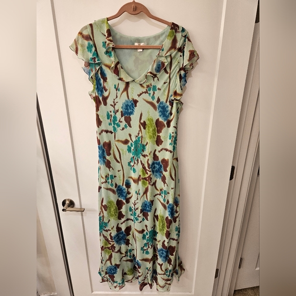 Lapis Silk Fully Lined Floral Maxi Dress - NWOT - Size 2X - Picture 1 of 11